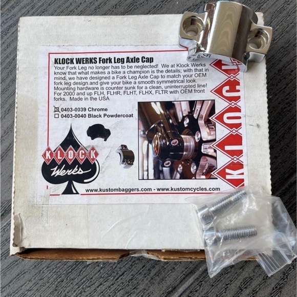 Klock Werks Other - 🏍 New In Box Motorcycle / Klock Werks Chrome Fork Leg Axle Cap